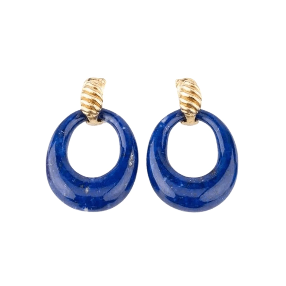 Boucles D'oreilles VAN CLEEF & ARPELS En Or Jaune, Lapis Lazuli, Corail Et Onyx 2 Boucles D'oreilles VAN CLEEF & ARPELS En Or Jaune, Lapis Lazuli, Corail Et Onyx – Image 2