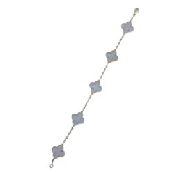 Bracelet VAN CLEEF & ARPELS "Alhambra" En Or Blanc Et Calcédoine