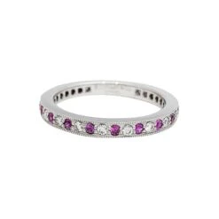 Miller Bague Alliance TIFFANY & CO "Tiffany Legacy" En Platine, Saphirs Roses Et Diamants