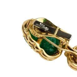 Boucles D'oreilles Pendantes DAVID WEBB Feuilles En Or Jaune, émeraudes Et Diamants -Castafiore Boutique avant premiere boucles doreilles pendantes david webb feuilles en or jaune emeraudes et diamants 393442