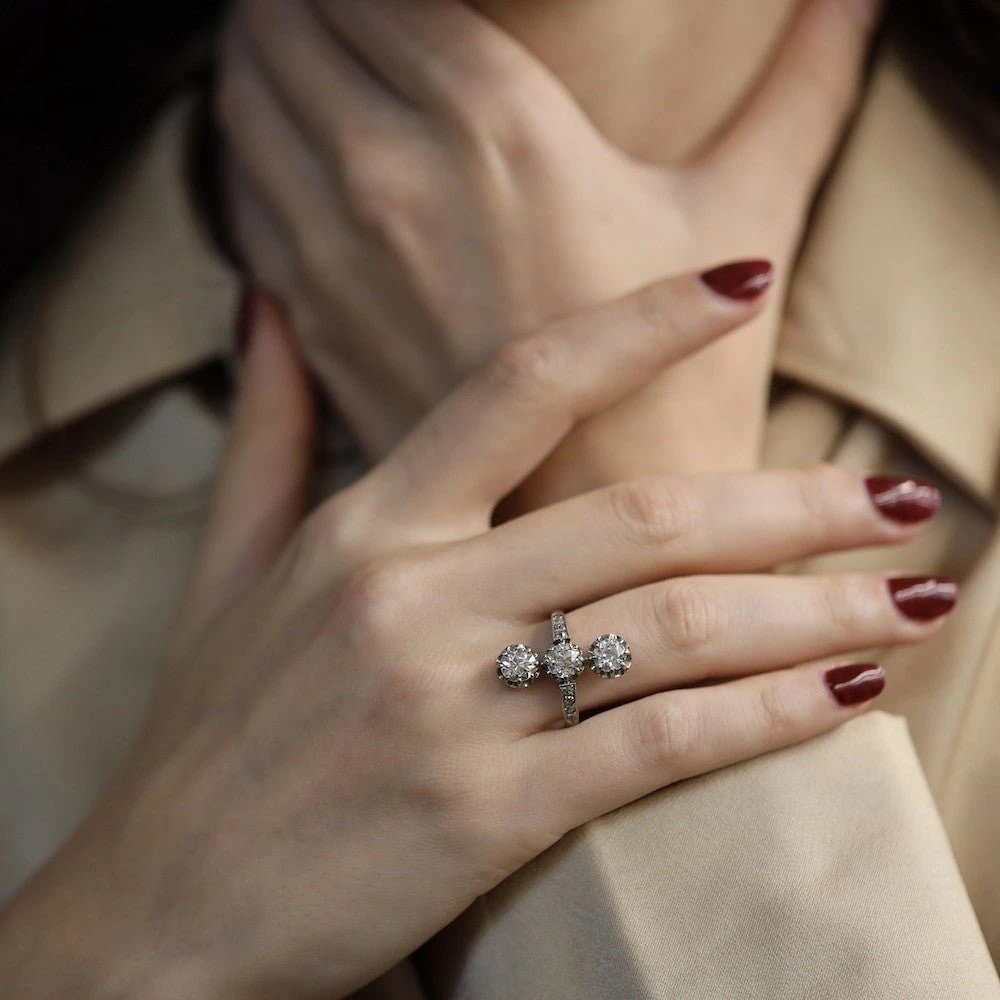 Bague En Or Blanc, Platine Et Diamants 2 Bague En Or Blanc, Platine Et Diamants – Image 2