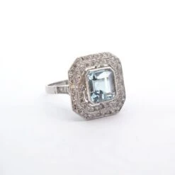Bague Aigue Marine Double Entourage Diamants 7 Bague Aigue Marine Double Entourage Diamants -Castafiore Boutique bague aigue marine double entourage diamants 508559