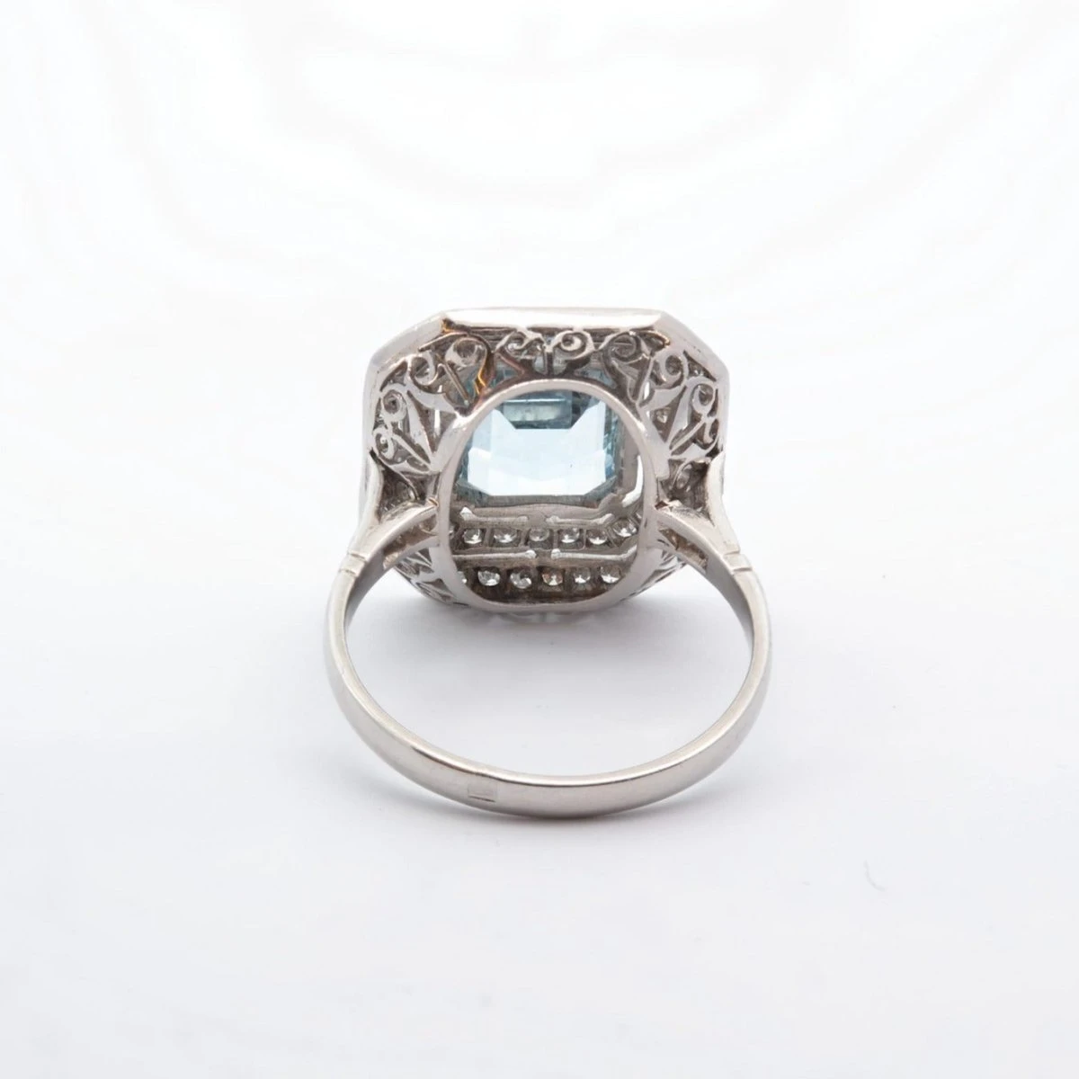 Bague Aigue Marine Double Entourage Diamants 4 Bague Aigue Marine Double Entourage Diamants – Image 4