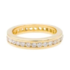 Bague Alliance Américaine Enor Jaune Et Diamants