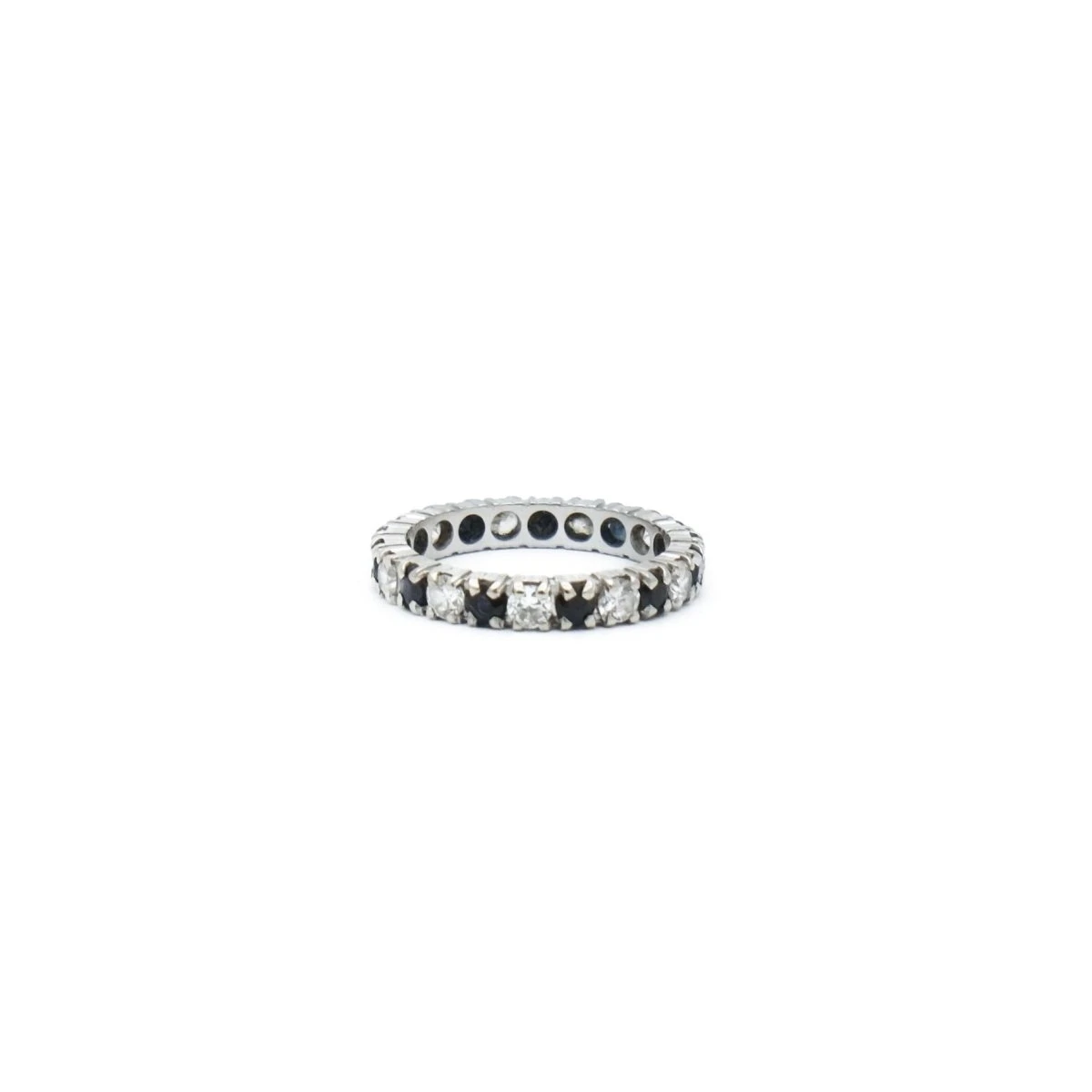 Bague Alliance En Or Blanc, Saphirs Et Diamants 1 Bague Alliance En Or Blanc, Saphirs Et Diamants