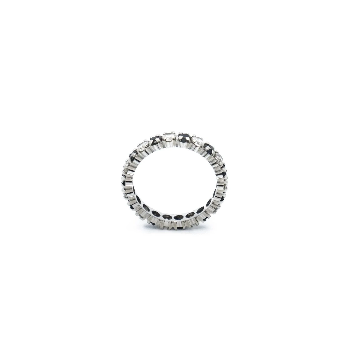 Bague Alliance En Or Blanc, Saphirs Et Diamants 4 Bague Alliance En Or Blanc, Saphirs Et Diamants – Image 4