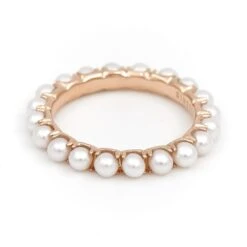 Bague Alliance GINETTE NY "Maria" En Or Rose Et Perles