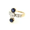 Bague Ancienne 1900 Diamant Coussin Et Saphirs