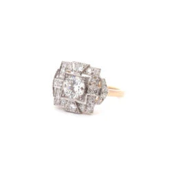 Bague Entourage En Or, Platine Et Diamants