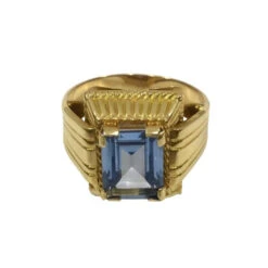 Bague Art Déco En Or Rose Et Spinelle Bleu