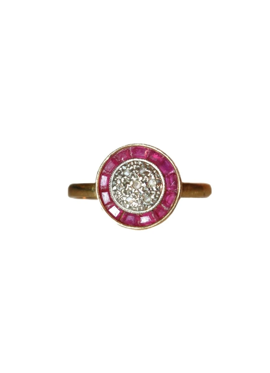 Bague Art Déco Ronde Rubis Et Diamants 1 Bague Art Déco Ronde Rubis Et Diamants