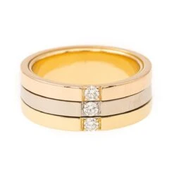 Bague Bandeau En 3 Ors Et Diamants