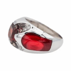 Bague Bandeau En Or Blanc, Grenat Et Diamants -Castafiore Boutique bague bandeau en or blanc grenat et diamants 765710