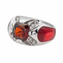 Bague Bandeau En Or Blanc, Grenat Et Diamants -Castafiore Boutique bague bandeau en or blanc grenat et diamants 859710