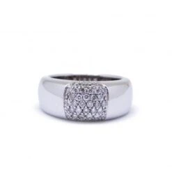 Bague Bandeau En Or Blanc Pavée Diamants