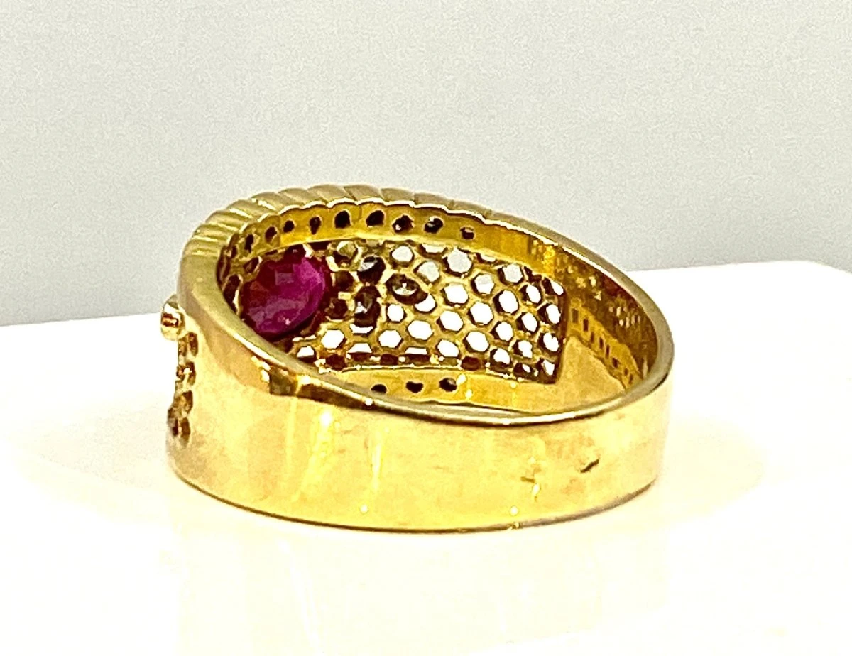 Bague Bandeau En Or Jaune 18 Carats En Rubis Et Diamants 11 Bague Bandeau En Or Jaune 18 Carats En Rubis Et Diamants – Image 11
