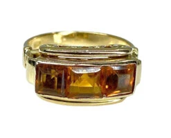 Bague Bandeau En Or Jaune 18 Carats Et Topazes