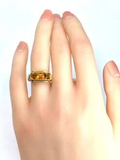 Bague Bandeau En Or Jaune 18 Carats Et Topazes -Castafiore Boutique bague bandeau en or jaune 18 carats et topazes 366098