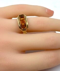 Bague Bandeau En Or Jaune 18 Carats Et Topazes -Castafiore Boutique bague bandeau en or jaune 18 carats et topazes 535416