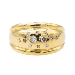 Bague Bandeau En Or Jaune Et Diamant