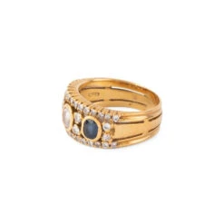 Bague Bandeau En Or Jaune, Rubis, Saphir Et Diamants -Castafiore Boutique bague bandeau en or jaune rubis saphir et diamants 301204