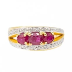 Bague Bandeau Or Jaune Rubis