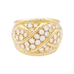 Miller Bague Bandeau Pavage Or Jaune, Diamants.