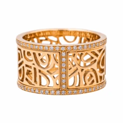 Bague Bandeau POIRAY "Coeur Fil" En Or Rose Et Diamants