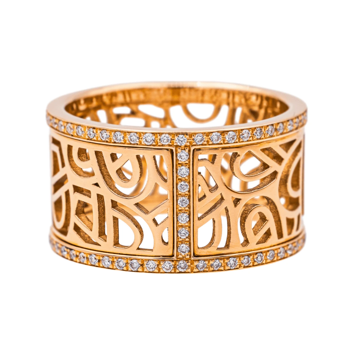 Bague Bandeau POIRAY "Coeur Fil" En Or Rose Et Diamants 1 Bague Bandeau POIRAY "Coeur Fil" En Or Rose Et Diamants