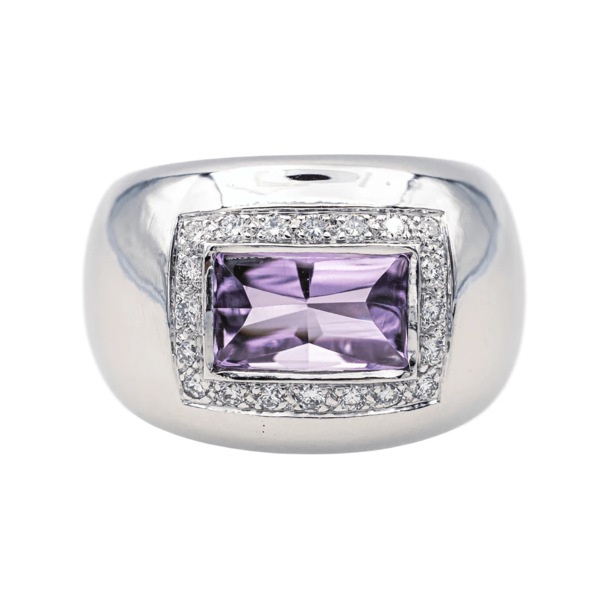 Bague Bandeau POIRAY "Thessalie" En Or Blanc, Améthyste Et Diamants 1 Bague Bandeau POIRAY "Thessalie" En Or Blanc, Améthyste Et Diamants