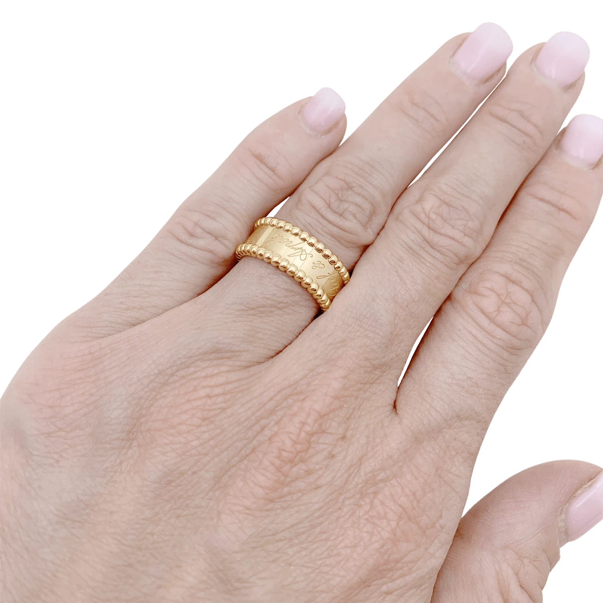 Miller Bague Bandeau VAN CLEEF & ARPELS. "Perlée Signature" En Or Jaune 2 Miller Bague Bandeau VAN CLEEF & ARPELS. "Perlée Signature" En Or Jaune – Image 2