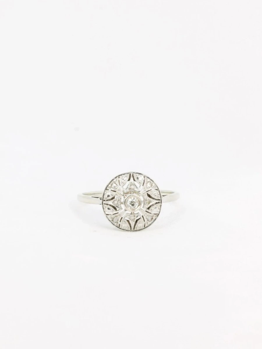 Bague Belle Epoque Or Platine Diamants Taille Rose 1 Bague Belle Epoque Or Platine Diamants Taille Rose