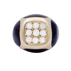 Miller Bague BOUCHERON, "Chevalière", Or Jaune, Bois Et Diamants.