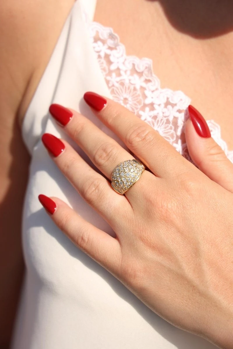 Bague Boule En Or Jaune Et Diamant 2 Bague Boule En Or Jaune Et Diamant – Image 2