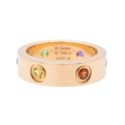 Bague CARTIER "Love" En Or Rose Et Saphir, Grenat Et Améthyste