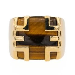 Bague CARTIER, "Yjing",en Or Jaune Et Œil De Tigre