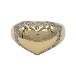 Miller Bague Chevalière CHAUMET "Chevalière Coeur" En Or Jaune Et Diamants
