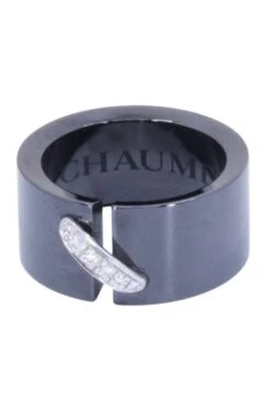 Bague CHAUMET, "Lien" En Or Blanc, Céramique Et Diamants