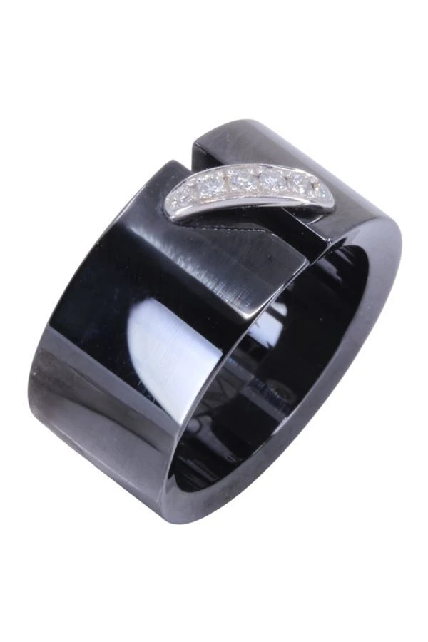 Bague CHAUMET, "Lien" En Or Blanc, Céramique Et Diamants 4 Bague CHAUMET, "Lien" En Or Blanc, Céramique Et Diamants – Image 4