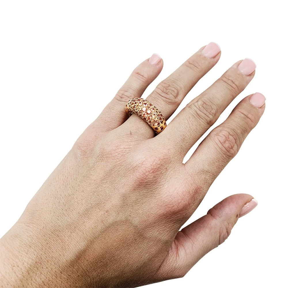 Miller Bague Jonc CHAUMET "Caviar" En Or Jaune Et Saphirs Oranges 2 Miller Bague Jonc CHAUMET "Caviar" En Or Jaune Et Saphirs Oranges – Image 2