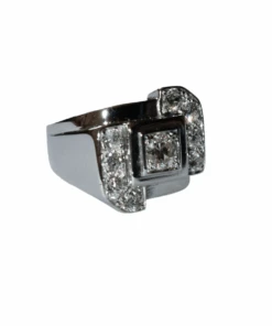 Bague Chevalière En Or Blanc, Platine Et Diamants 9 Bague Chevalière En Or Blanc, Platine Et Diamants -Castafiore Boutique bague chevaliere en or blanc platine et diamants 987882