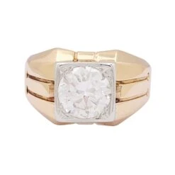 Miller Bague Chevalière En Or Jaune Et Blanc Et Diamant