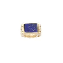 Bague Chevalière En Or Jaune Et Lapis-lazuli