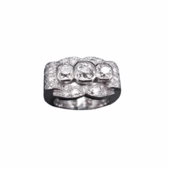 Bague Chevalière En Platine Et Diamants