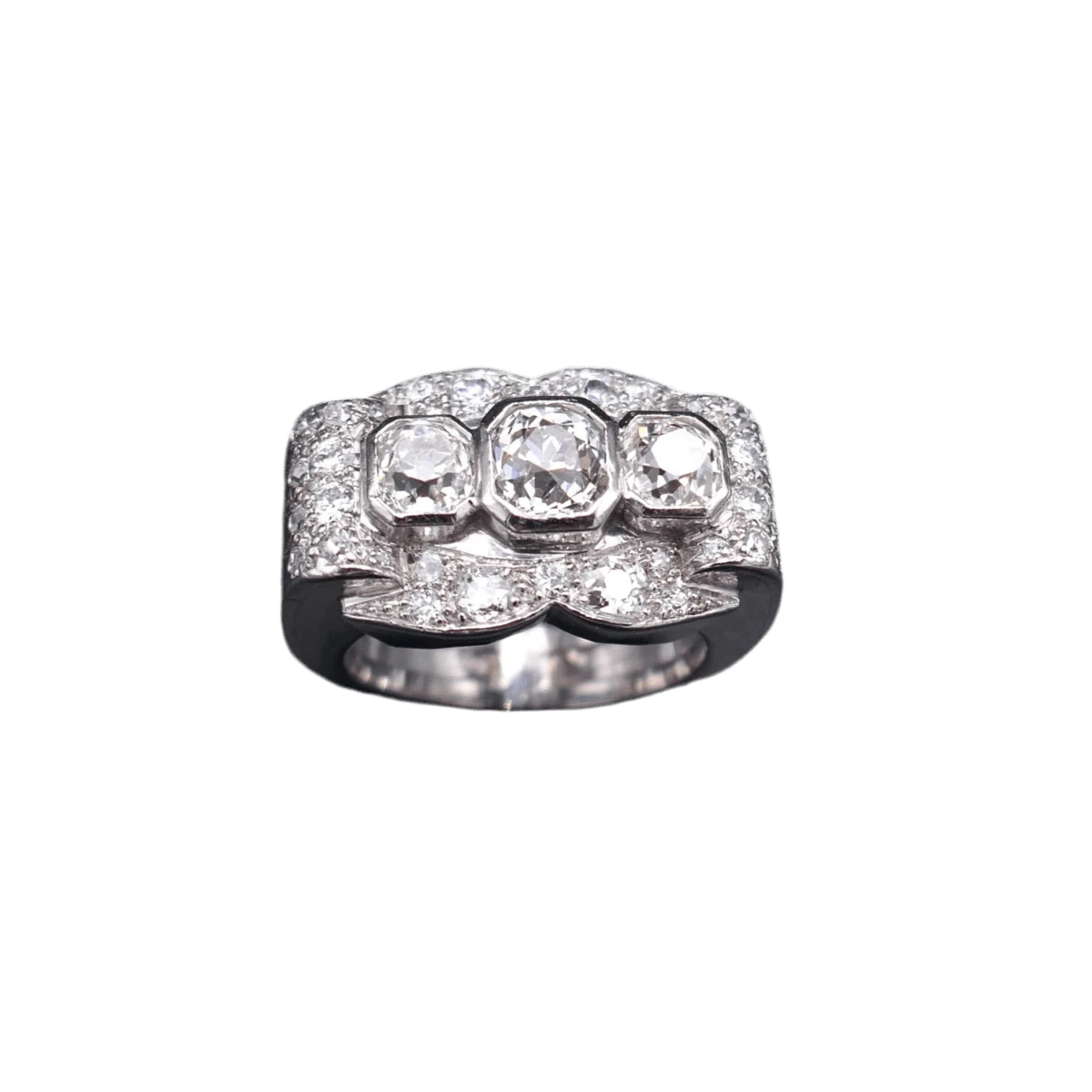 Bague Chevalière En Platine Et Diamants 1 Bague Chevalière En Platine Et Diamants