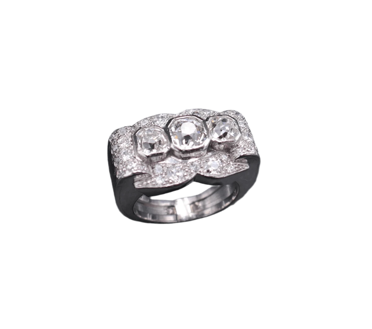Bague Chevalière En Platine Et Diamants 3 Bague Chevalière En Platine Et Diamants – Image 3