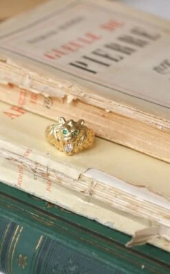 Bague Chevalière Lion Or Jaune Et Diamant