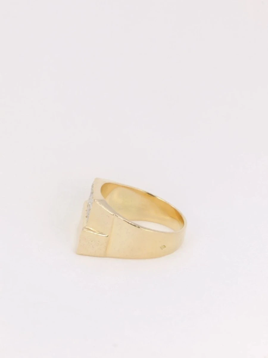 Bague Chevalière Vintage En Or Et Diamants 4 Bague Chevalière Vintage En Or Et Diamants – Image 4