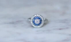 Bague Cible Art Deco Saphirs Et Diamants