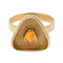 Bague Cocktail En Or Jaune Et Cabouchon Citrine